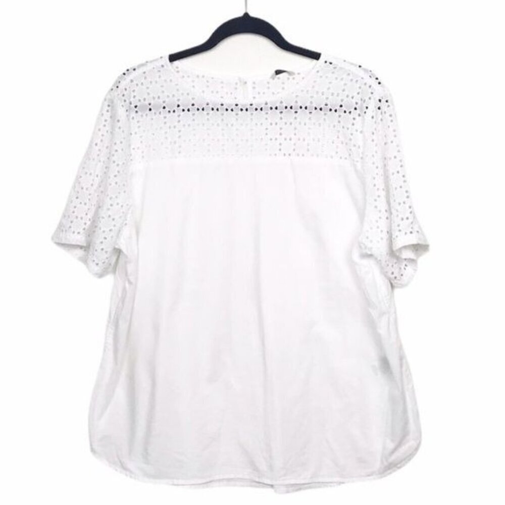 L.L. Bean White Eyelet Top
